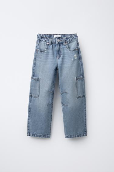 DENIM CARGO TROUSERS - Mid-blue by Zara