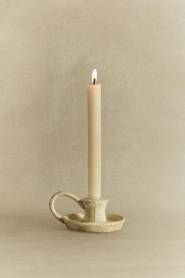 CLAY CANDLESTICK - White by Zara