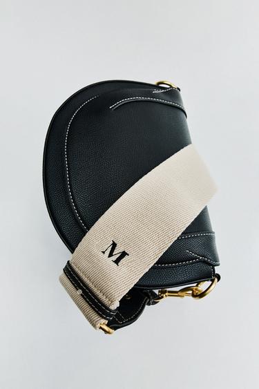 Zara CANVAS STITCH CROSSBODY BAG - Black