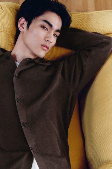 Zara 標準版開襟衫 - 淺棕色