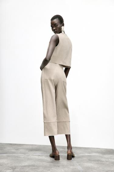 GILET RUSTIQUE EFFRANGÉ AVEC LIN - Sable de Zara - Image 4