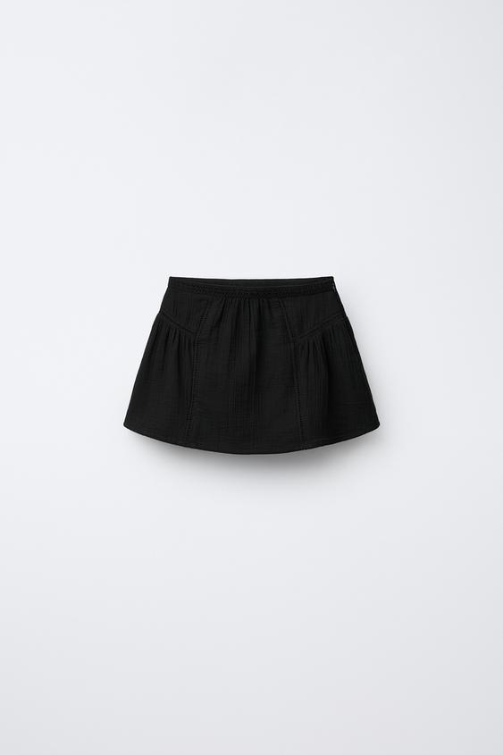 ROK MET VOLANT EN ENTRE-DEUX - Zwart | ZARA België / Belgique