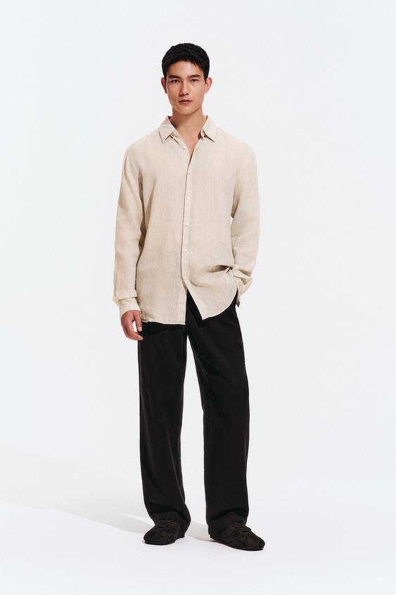 Zara 休閒版紋理長褲 - 黑色 - 圖片 0