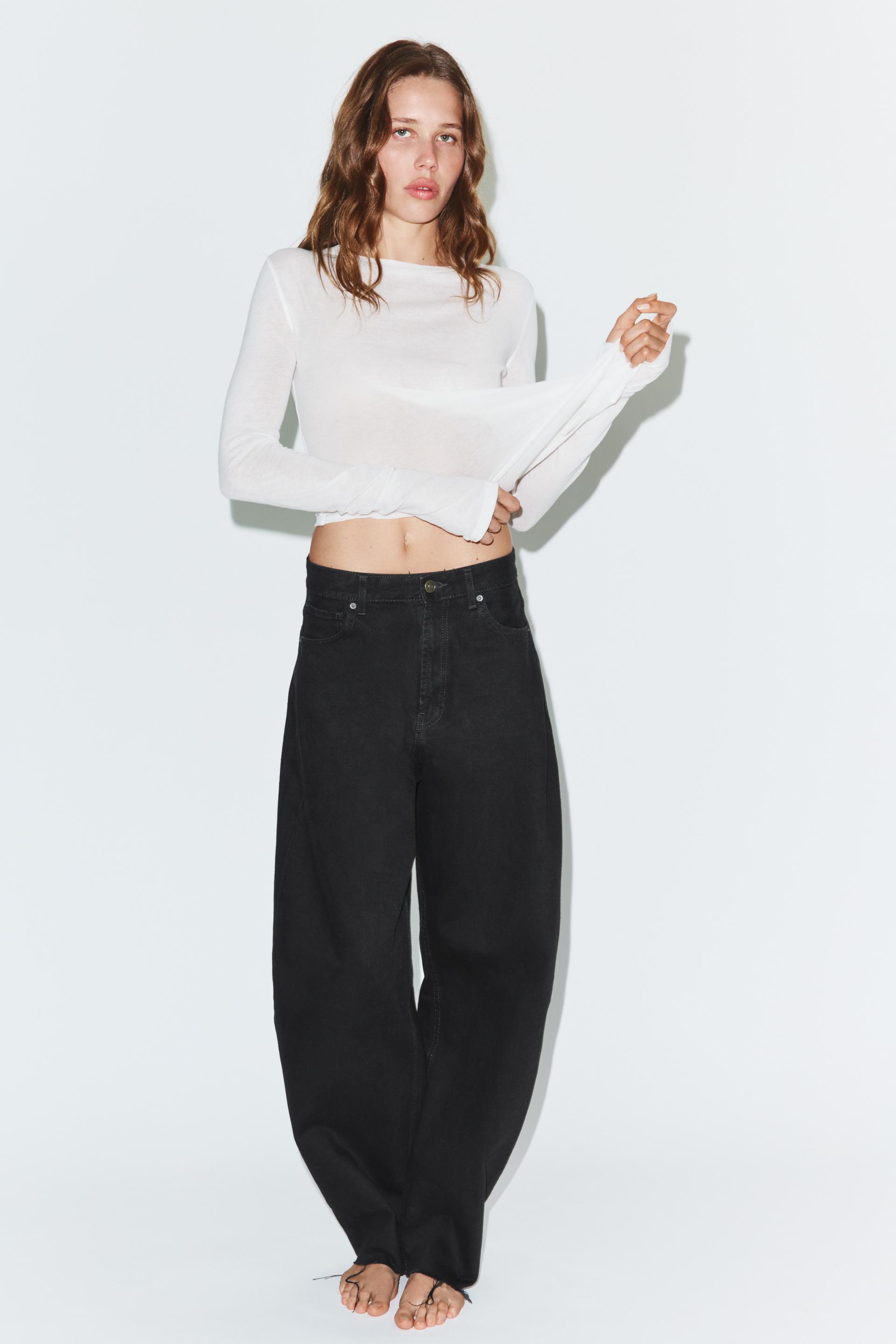 Zara TRF BARREL HIGH-WAIST JEANS