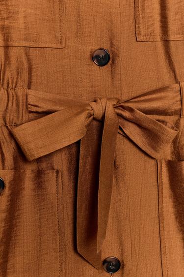 BELTED LINEN BLEND SAFARI JACKET - Curry by Zara - Image 8