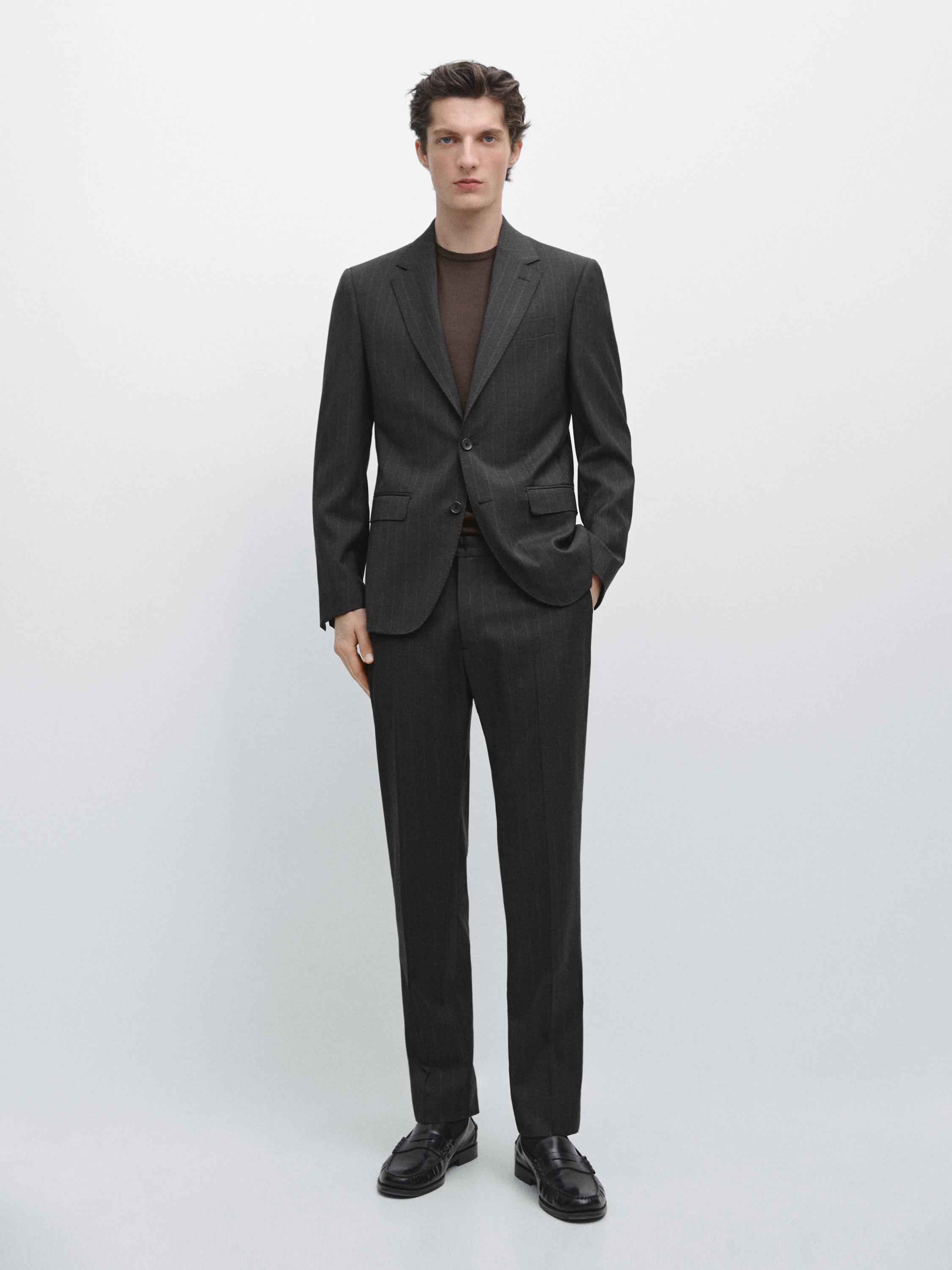 100% cool wool pinstripe suit blazer