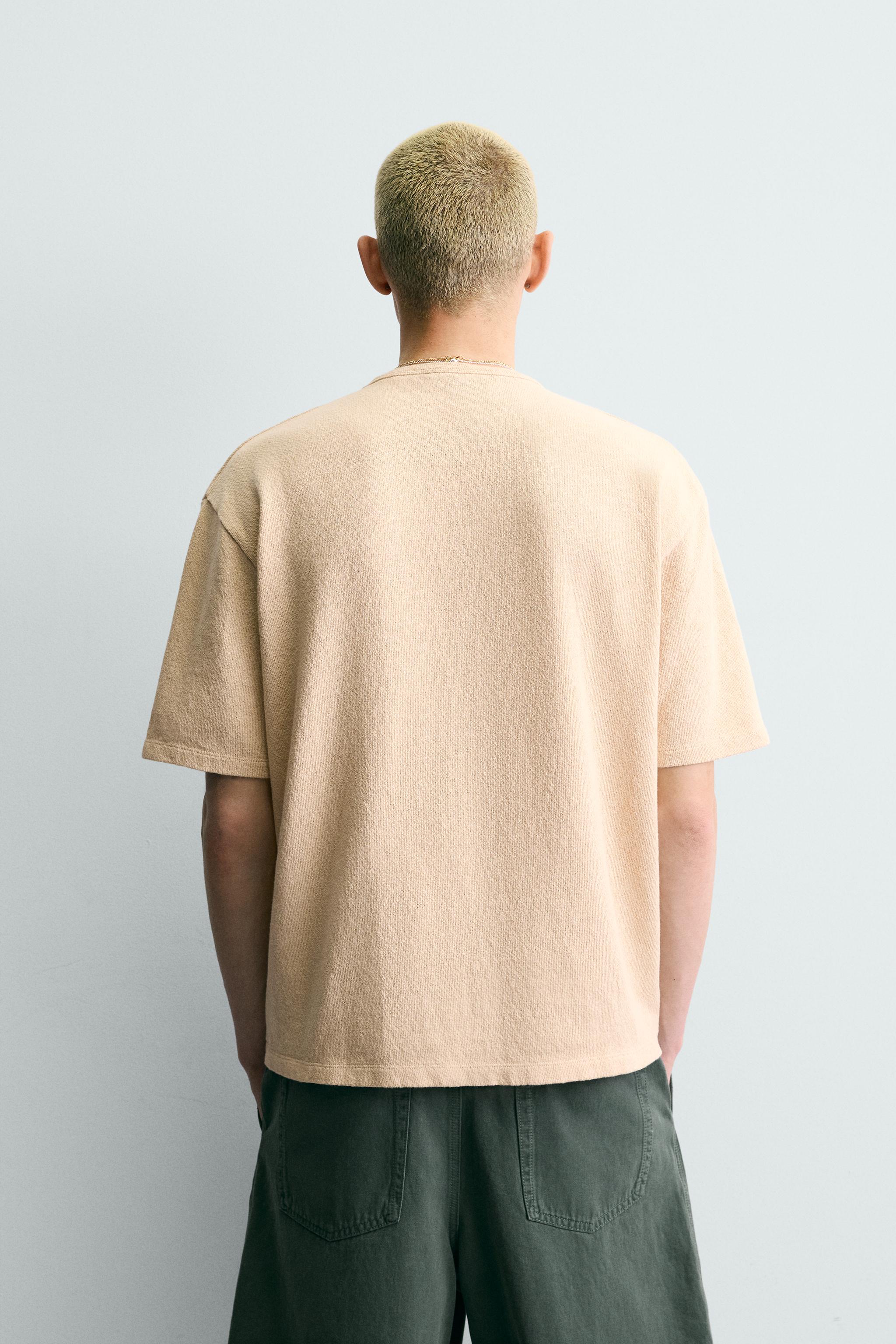 WASHED PRINTED KNIT T-SHIRT - Sand | ZARA United Kingdom