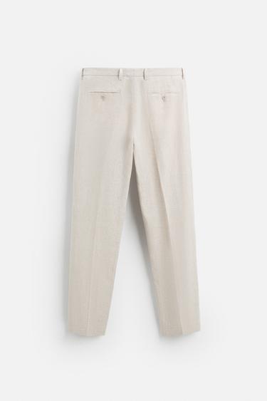 ANZUGHOSE AUS REINEM LEINEN - Hellbeige von Zara