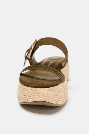 STRAPPY PLATFORM SANDALS - Khaki Green by Zara - Image 3