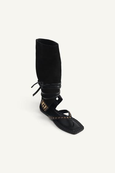 SANDALES HAUTES EN CUIR ÉDITION LIMITÉE - Noir de Zara - Image 5