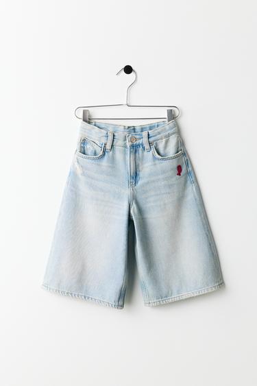Zara PENN © LONG DENIM SHORTS - Light blue
