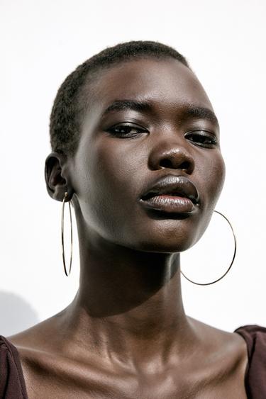 Zara WATERPROOF LARGE HOOP EARRINGS - Golden - Image 0
