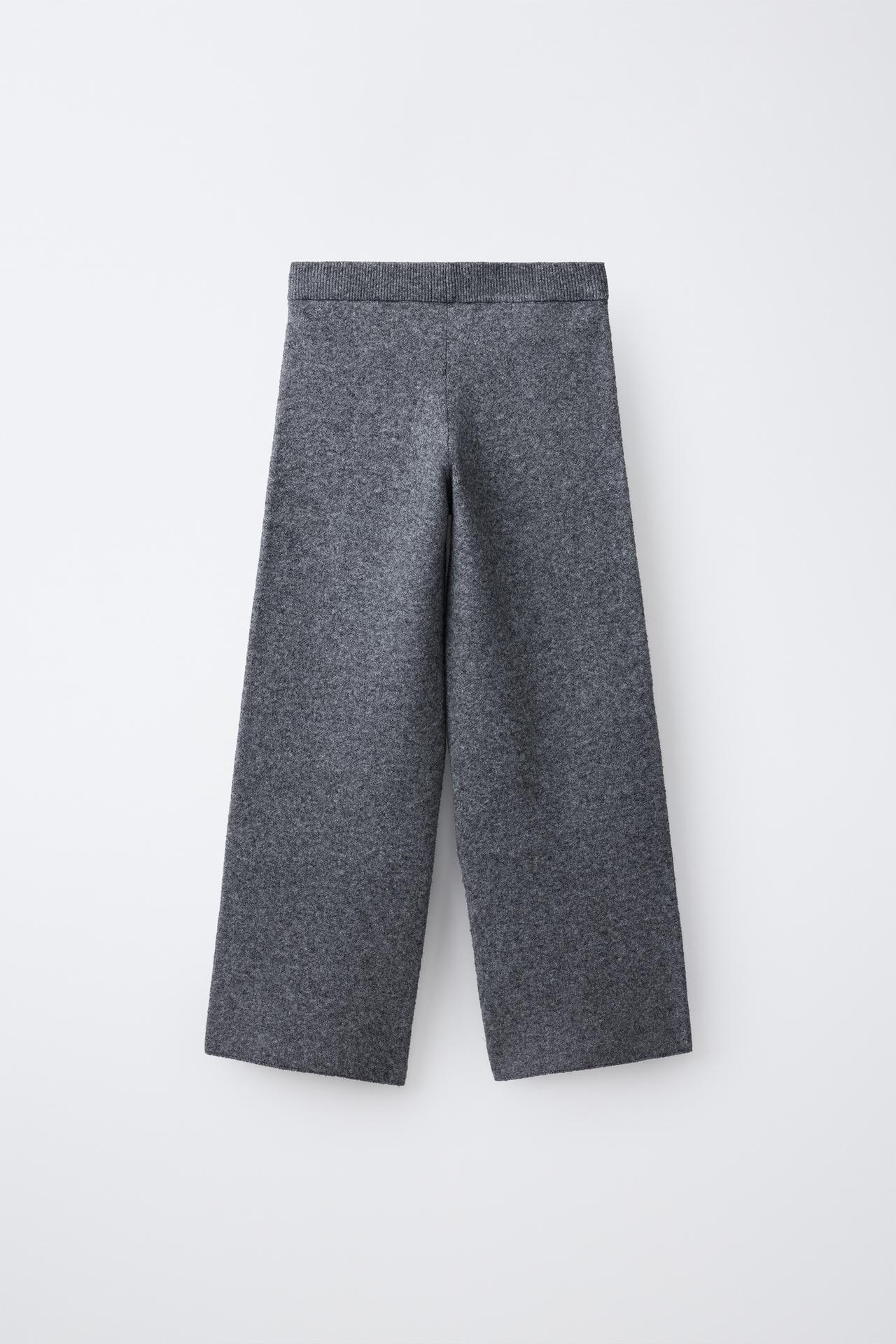 WIDE-LEG KNIT PANTS — Anthracite grey