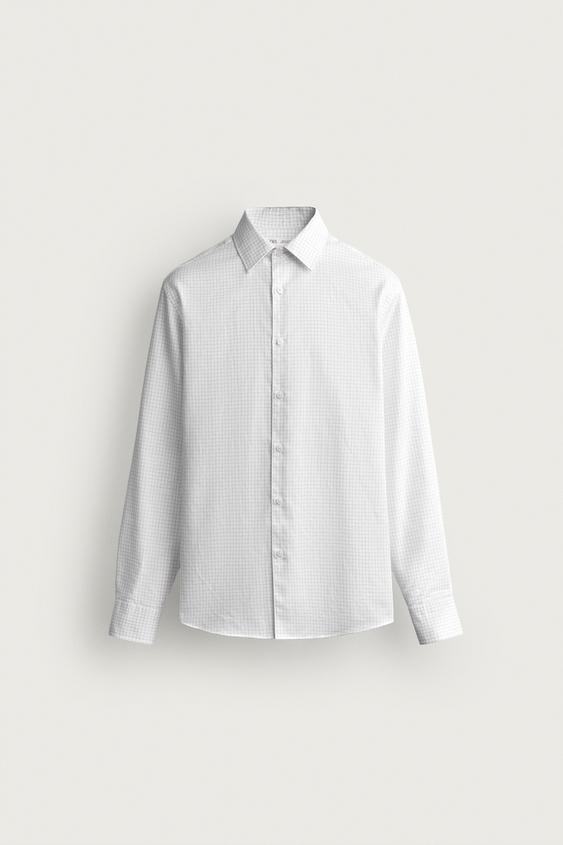 SLIM FIT CHECK SHIRT - White by Zara - Image 0