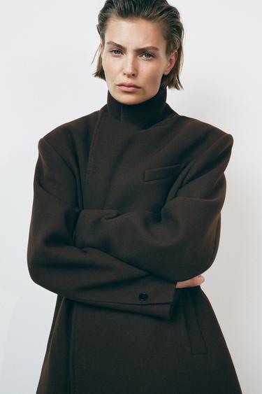 ZW COLLECTION WOOL BLEND COAT - Brown by Zara - Image 1