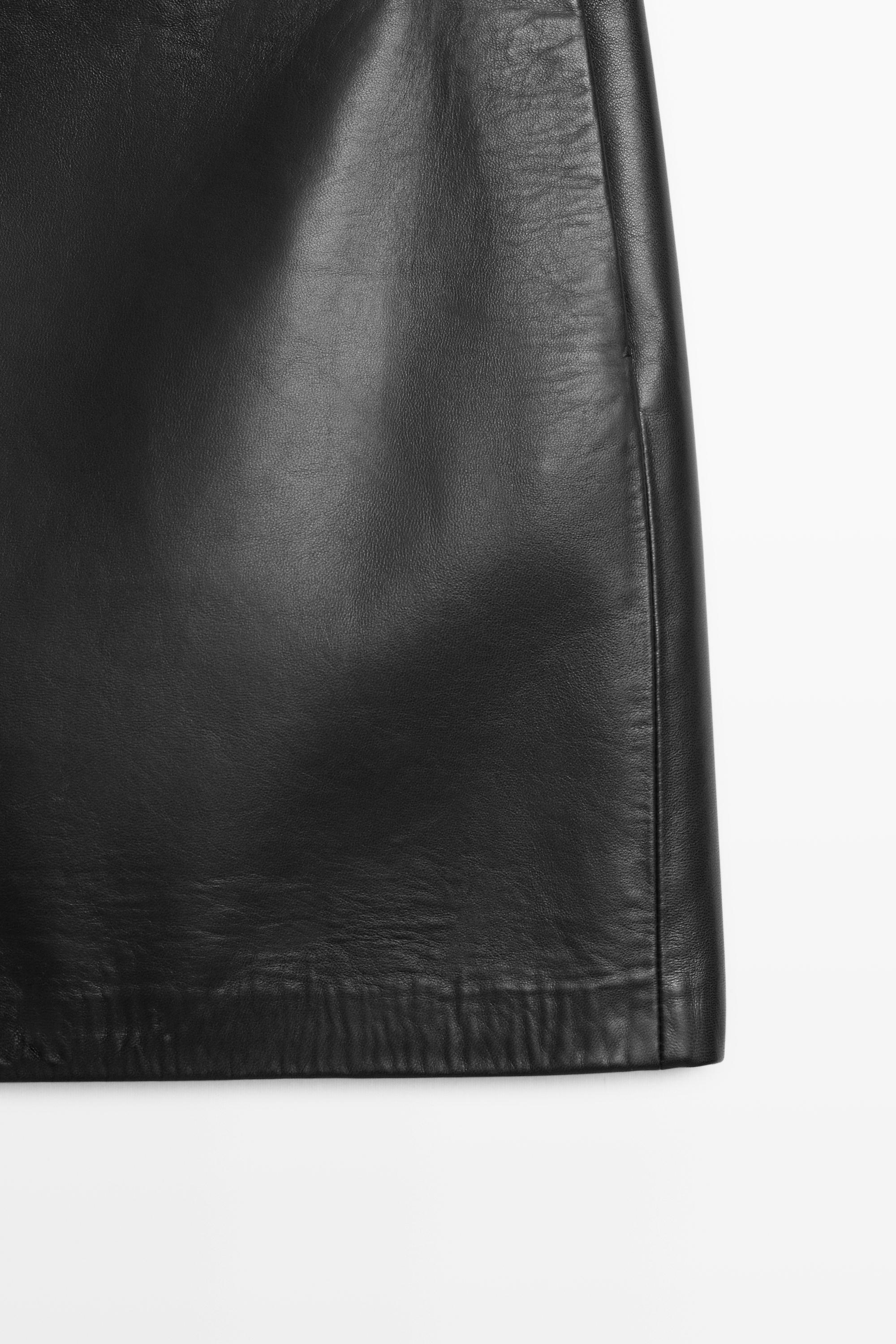 Nappa sheepskin leather mini skirt