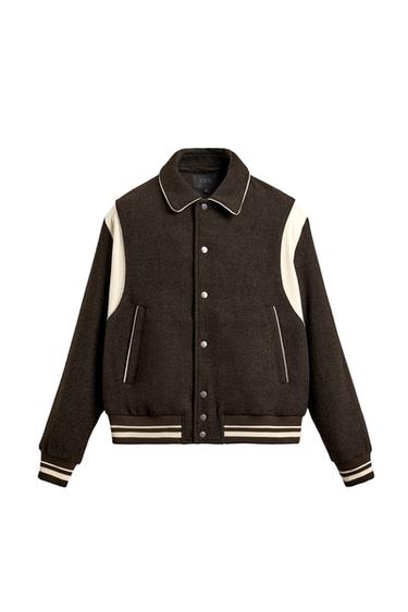 Zara CONTRAST BOMBER JACKET - Brown