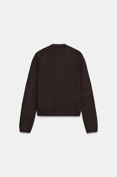 GILET EN MAILLE À BOUTON DORÉ - Marron de Zara - Image 1