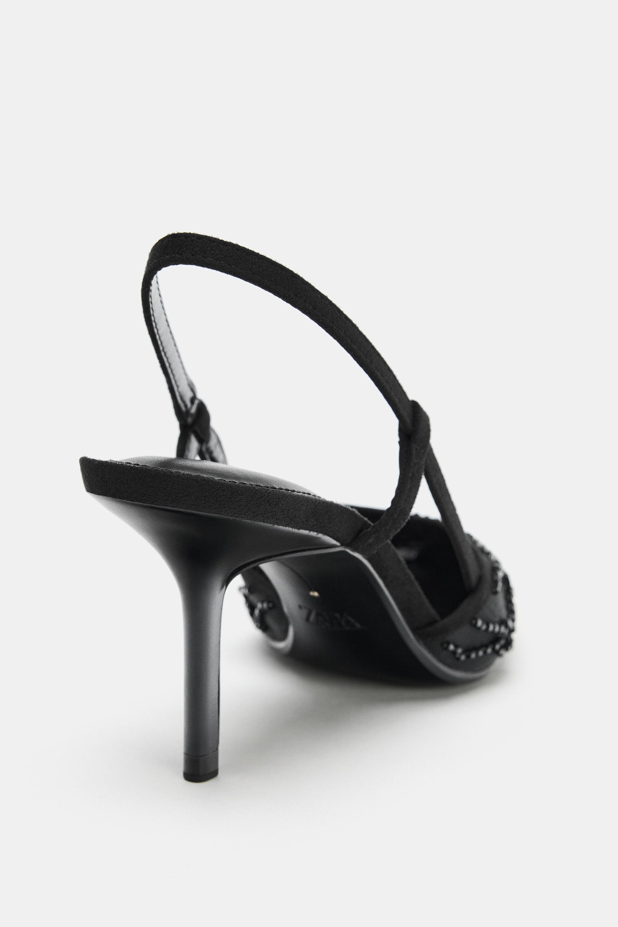 CHAUSSURES À TALONS OUVERTES L'ARRIÈRE EN MESH AVEC BRILLANTS