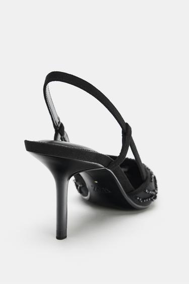 MESH RHINESTONE SLINGBACK SHOES - Black by Zara - Image 4