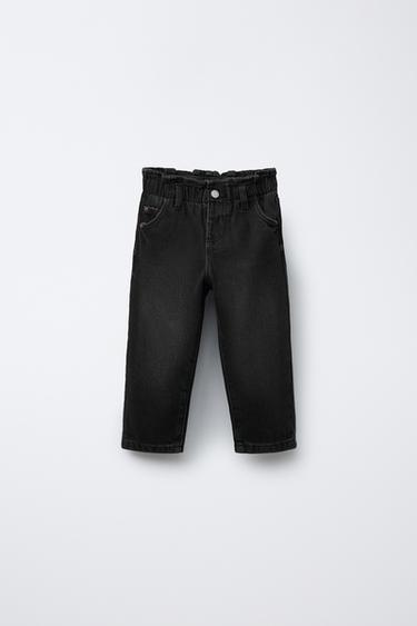 JEAN PAPERBAG POCHES CŒUR - Noir de Zara