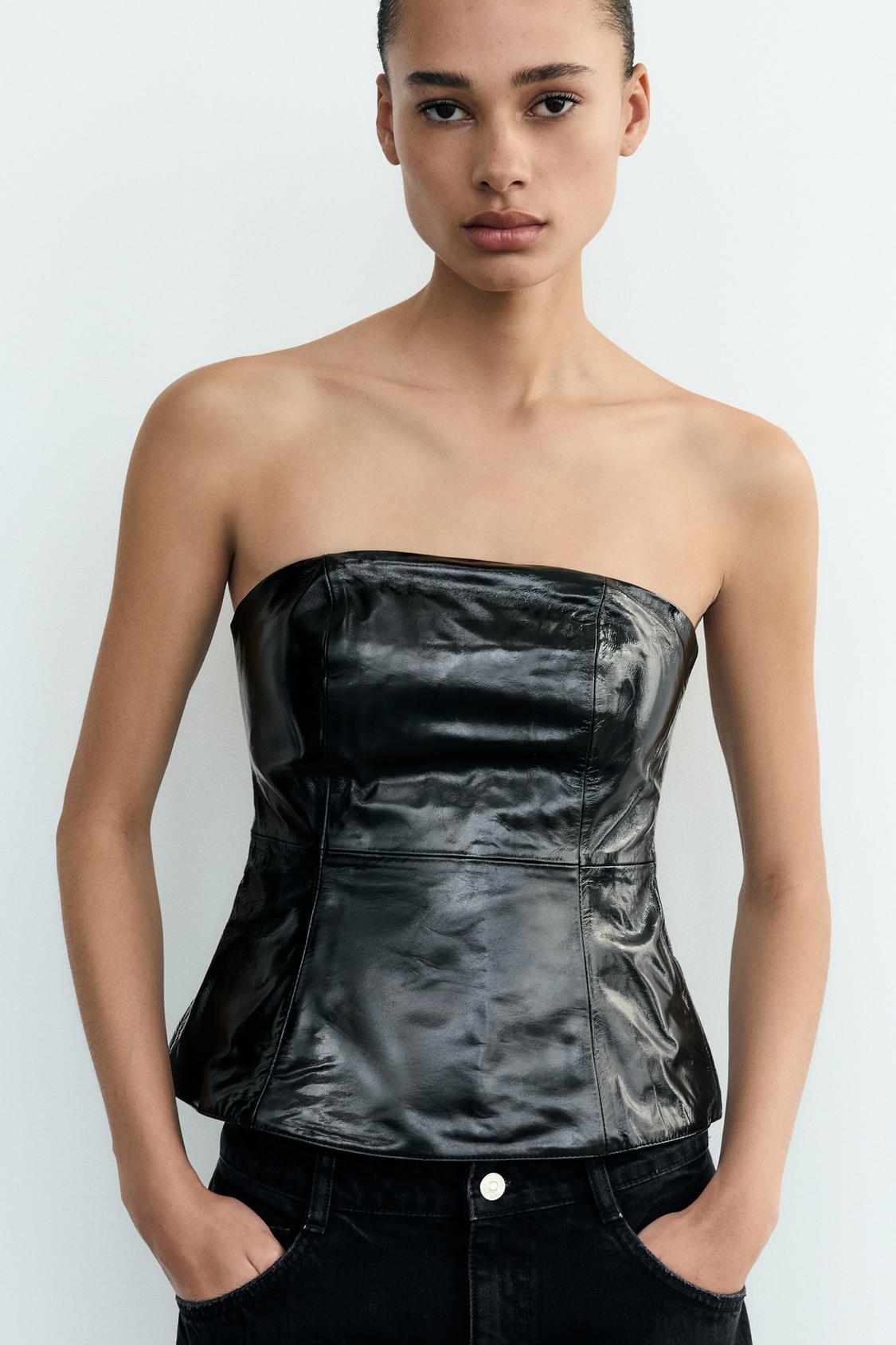 LEATHER HALTERNECK TOP