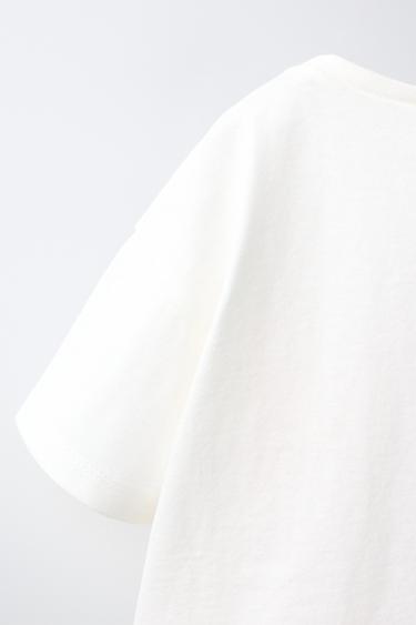T-SHIRT À DÉCOR DE FLEURS - Blanc cassé de Zara - Image 3