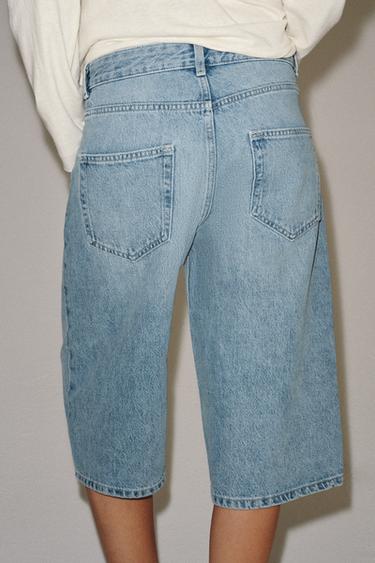 BERMUDA EN JEAN TAILLE NORMALE ZW COLLECTION - Bleu clair de Zara - Image 2