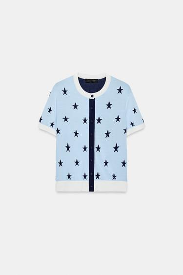 CHAQUETA PUNTO ESTRELLAS - Azul de Zara