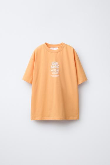 CAMISETA ESTAMPADA GRAFFITI - Naranja de Zara
