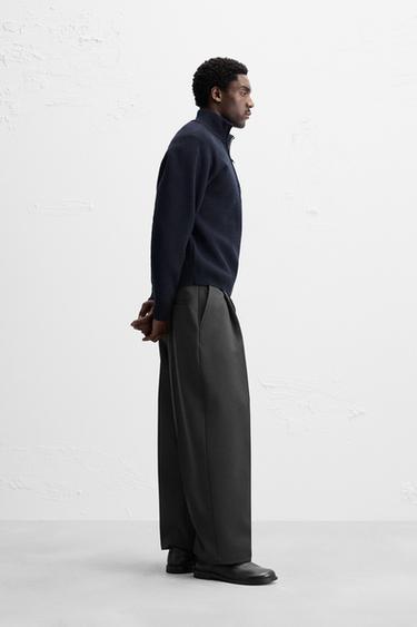 ZIP-COLLAR SWEATER - Navy blue by Zara - Image 3