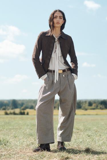 Zara FITTED SUEDE LEATHER BLAZER LIMITED EDITION - Chocolate