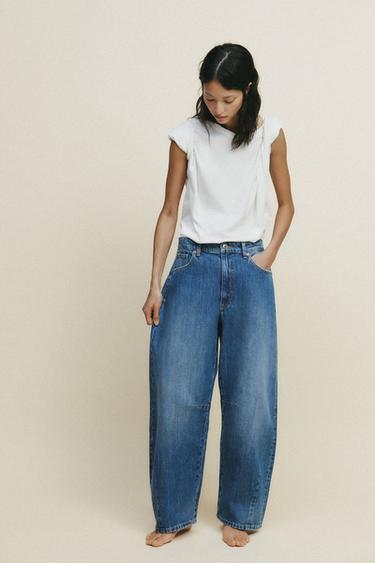 TRF BAGGY BALLOON MID-WAIST JEANS - Blue by Zara