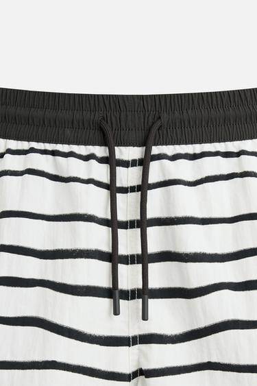 OTIS KWAME KYE QUAICOE PRINTED MID-LENGTH SWIMMING TRUNKS - Black / White by Zara - Image 7