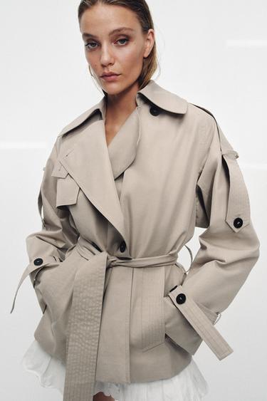TRENCH OVERSIZE WATER REPELLENT ZW COLLECTION - Gris claro de Zara