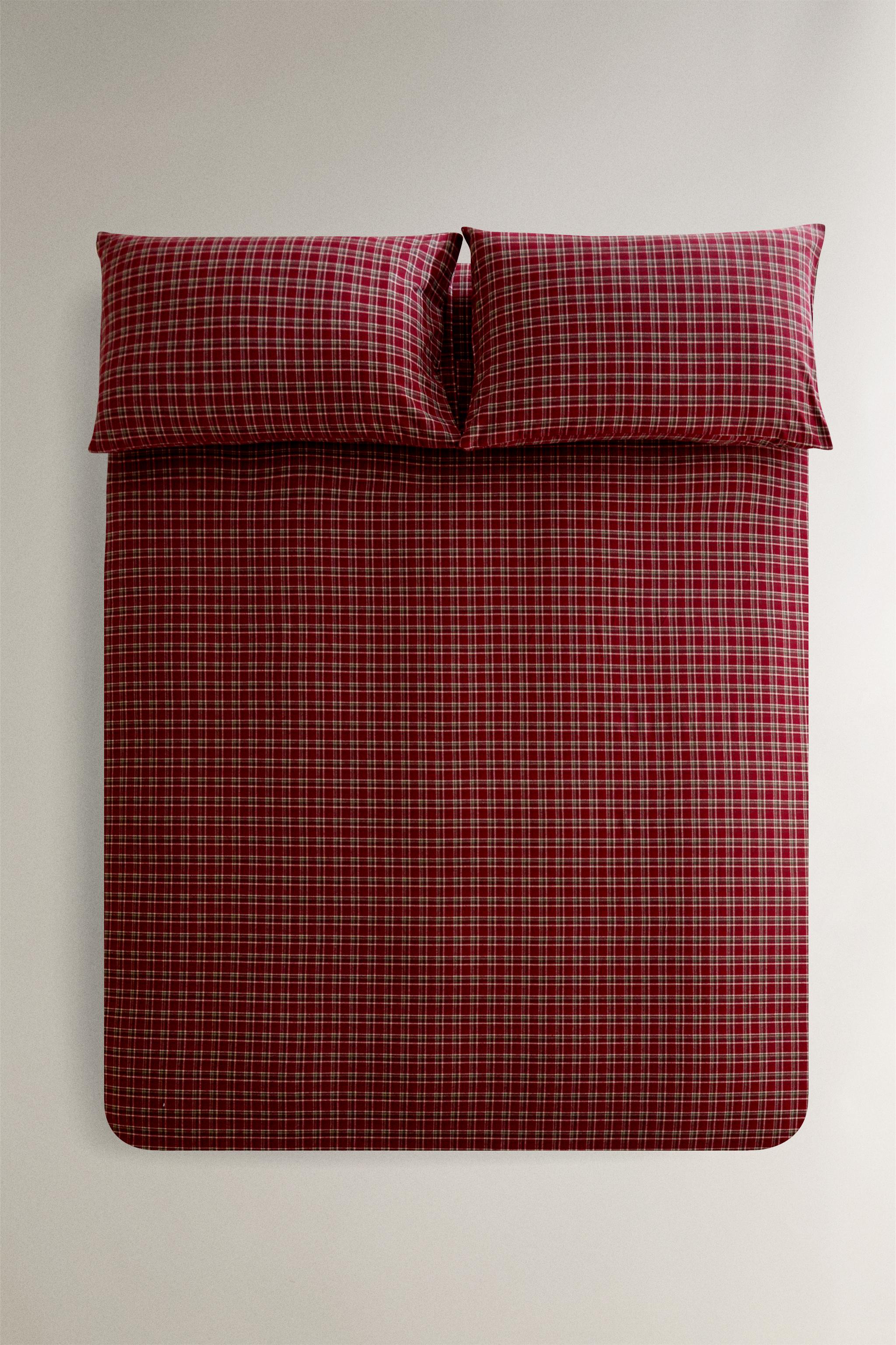 CHRISTMAS RED CHECK FLANNEL DUVET COVER