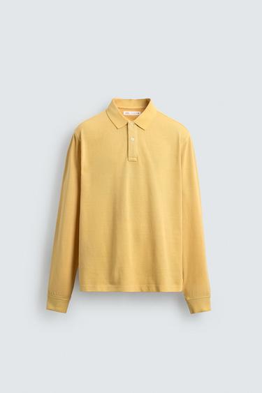 ПОЛО ПИКЕ REGULAR FIT С ЭФФЕКТОМ ПОТЕРТОСТИ — ЖЕЛТЫЙ от Zara