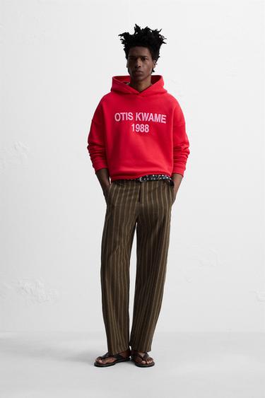 Zara EMBROIDERED HOODIE SWEATSHIRT © OTIS KWAME KYE QUAICOE - Red - Image 0