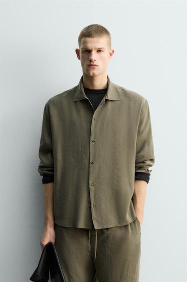 FLOWING RELAXED FIT SHIRT - Khaki by Zara