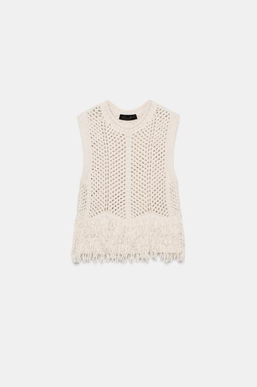 JERSEY PUNTO FLECOS - Crudo claro de Zara - Imagen 0