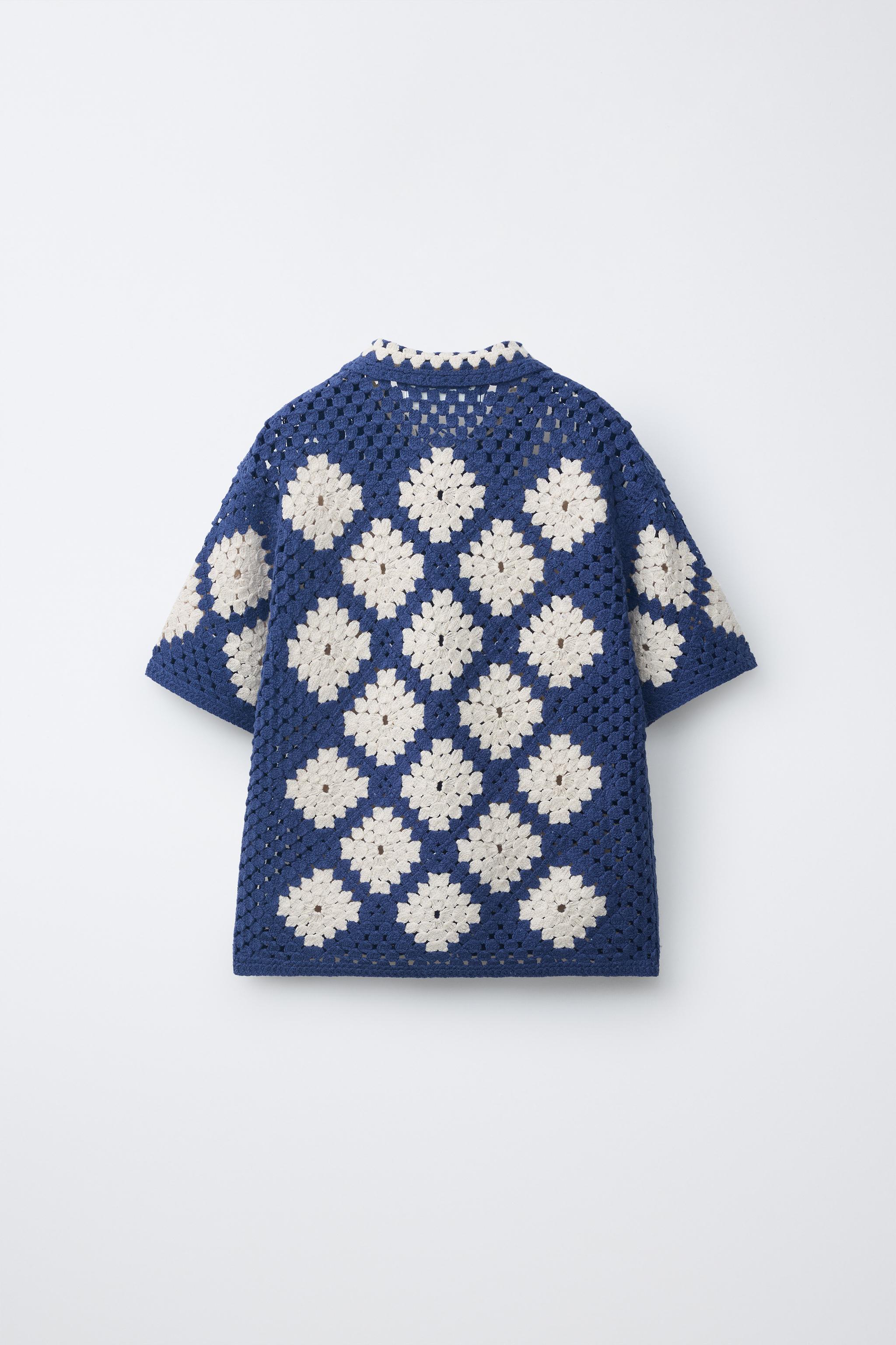 DIAMOND CROCHET KNIT OVERSHIRT