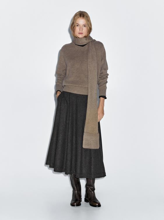 Gingham flared midi skirt