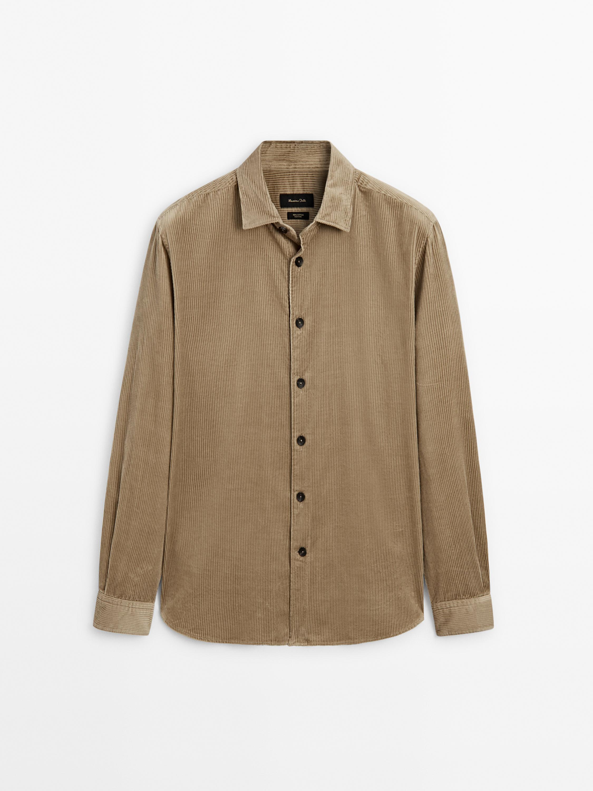 Shops ZARA CORDUROY OVERSHIRT KHAKI