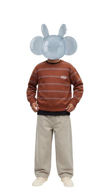 Zara STRIPED TEXT SWEATSHIRT - striped