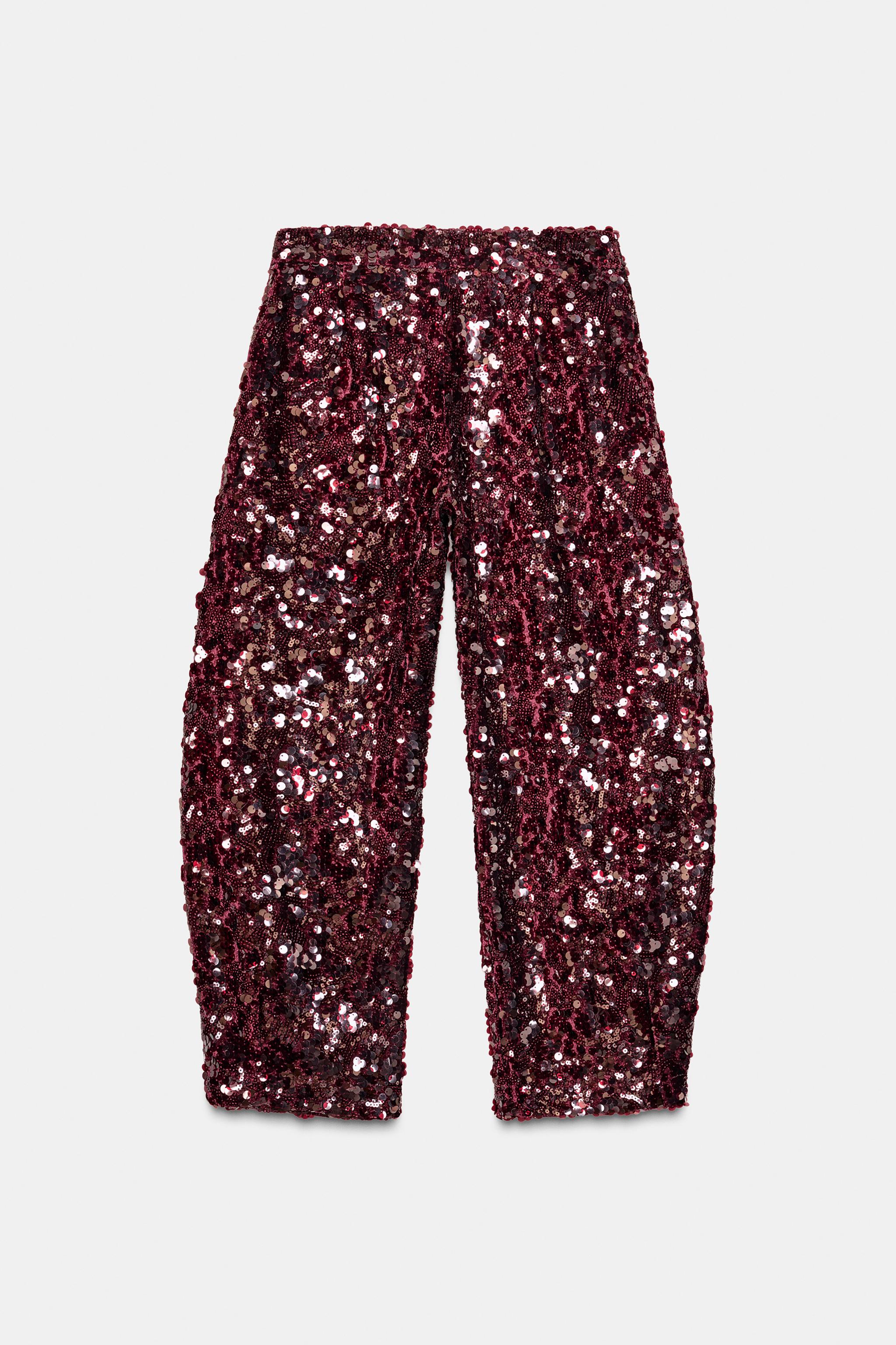 SEQUIN BARREL PANTS
