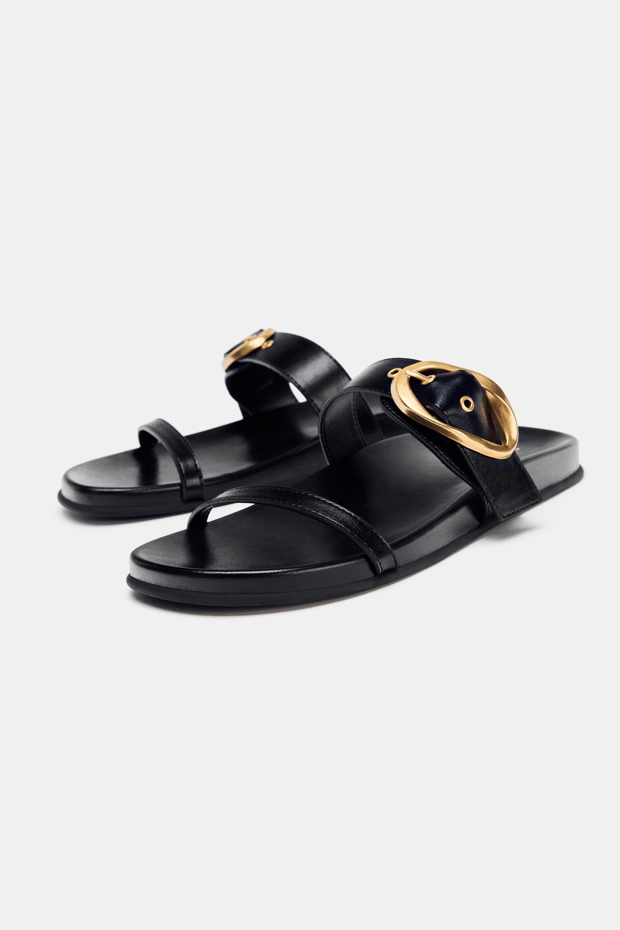 BUCKLED DOUBLE STRAP SANDALS