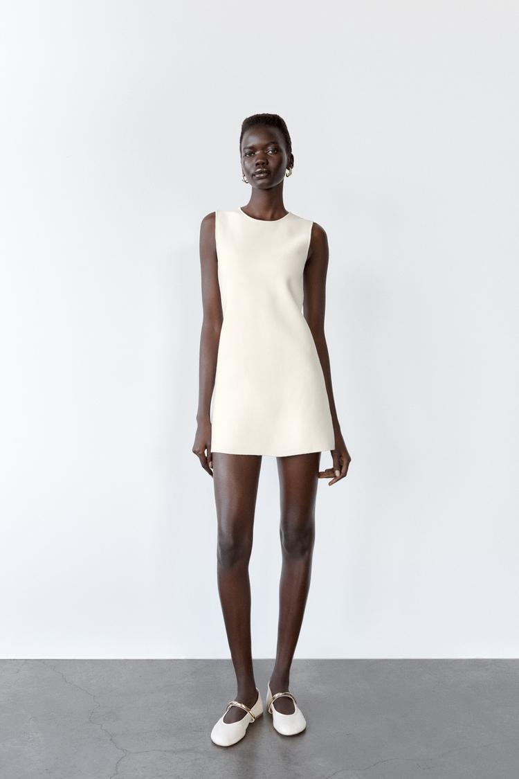 Zara Vestito Vichy Zara Abito Estivo Vichy Bianco Rosso Poliestere