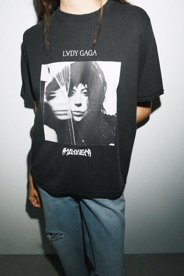 CAMISETA EFECTO LAVADO LADY GAGA - Negro de Zara