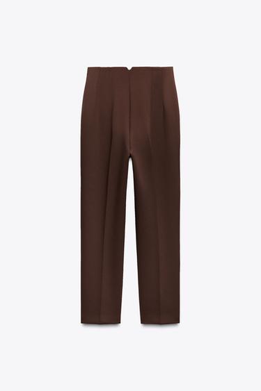 PANTALON TAILLE HAUTE - Marron de Zara - Image 5