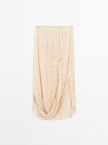 Zara Pleated skirt with fold detail - Limited Edition - Biscuit